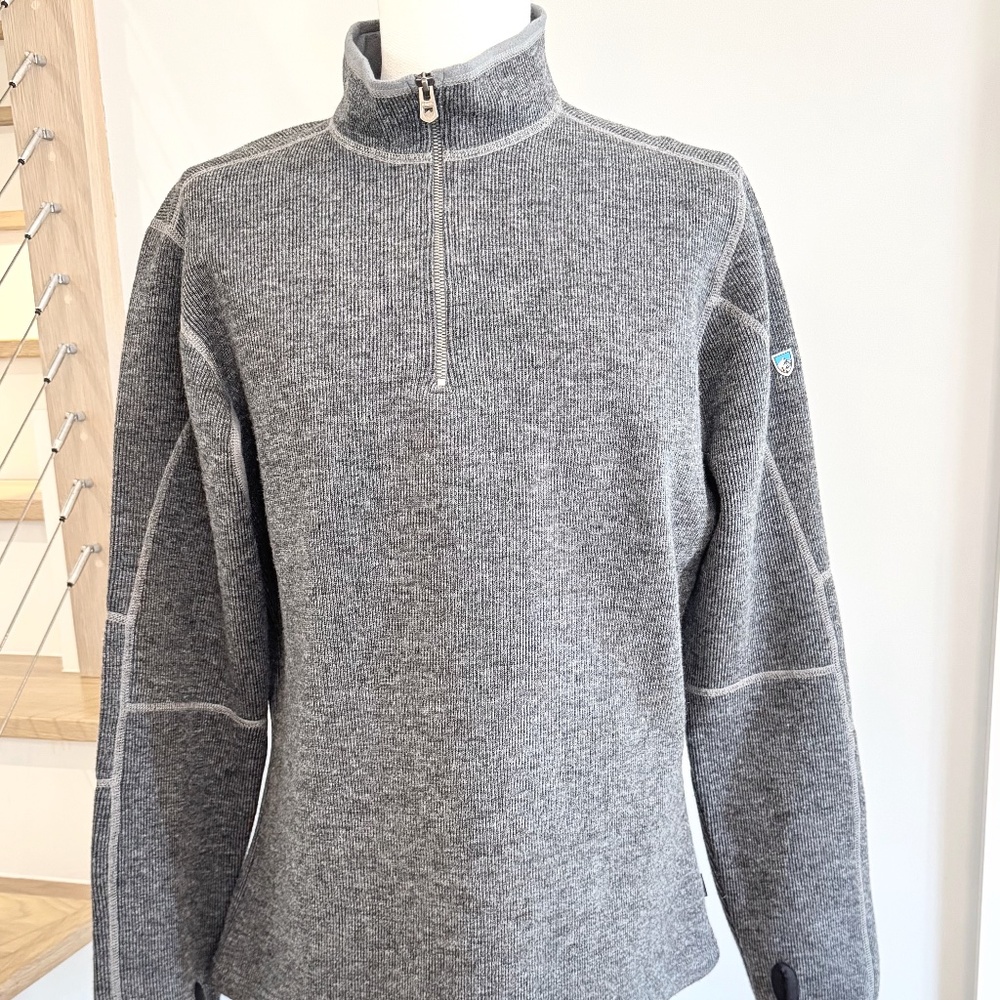 KUHL Men’s Large, Thor 1/4 Zip Graphite Gray Fleece, Sweater,